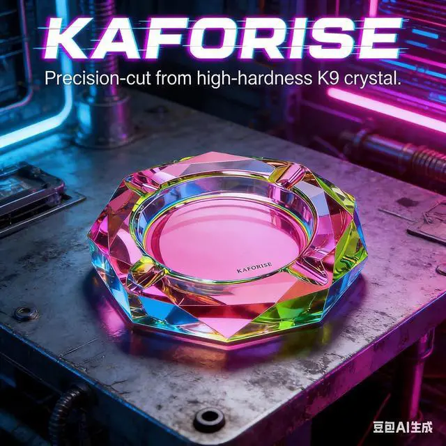 Alt view image 5 of 7 - Heavy K9 Crystal Ashtray for Cigarettes Cool Color-Changing Glass Ash Tray for Outdoor Patio & Home Decor Fancy Geometric Tabletop Accessories, Unique Luxury Gift for Men Smokers (02)