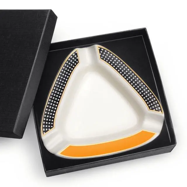 Alt view image 2 of 6 - Cigar Ashtray - Premium Triangle Design for Indoor/Outdoor Use, Large Capacity, Elegant Rest for Cigar Lovers, Perfect for Patio, Home, or Office