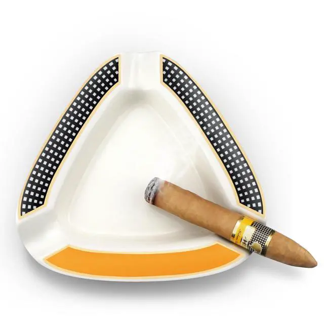 Alt view image 3 of 6 - Cigar Ashtray - Premium Triangle Design for Indoor/Outdoor Use, Large Capacity, Elegant Rest for Cigar Lovers, Perfect for Patio, Home, or Office