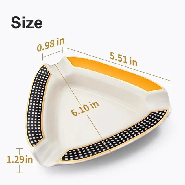 Alt view image 4 of 6 - Cigar Ashtray - Premium Triangle Design for Indoor/Outdoor Use, Large Capacity, Elegant Rest for Cigar Lovers, Perfect for Patio, Home, or Office