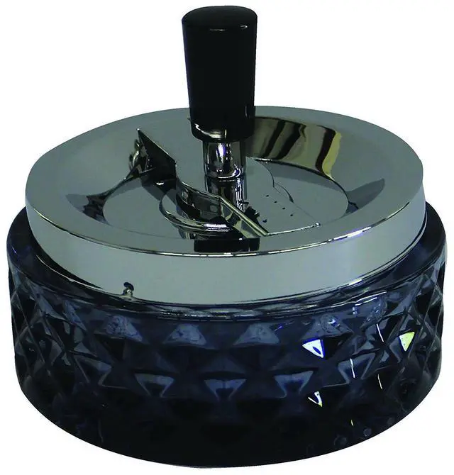 Main image of 4.75 Vintage Push Down Glass Spinning Ashtray ~ Choose Your Own Color (Black)