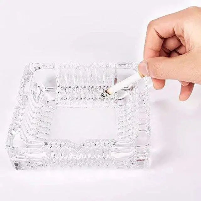 Alt view image 3 of 3 - Green Apple No. 2049 Crystal Heavy Glass Ashtray for Indoor and Outdoor Decorative (Square)