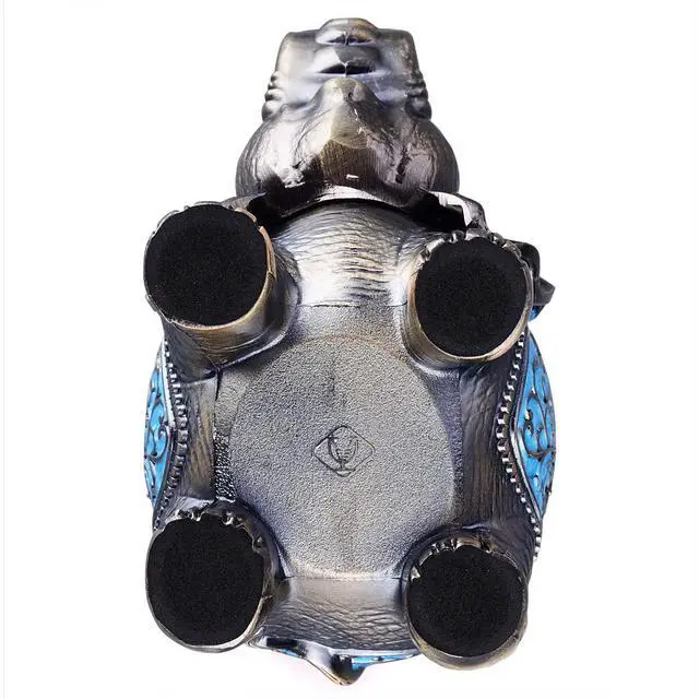 Alt view image 5 of 7 - Stand Elephant Decorative Windproof Ashtray with Lid for Cigarettes Metal Portable Cigar Ashtray Odor Eliminator Indoor outdoor Hand Carved Fancy Gift ornament for Men Women (Light Blue)
