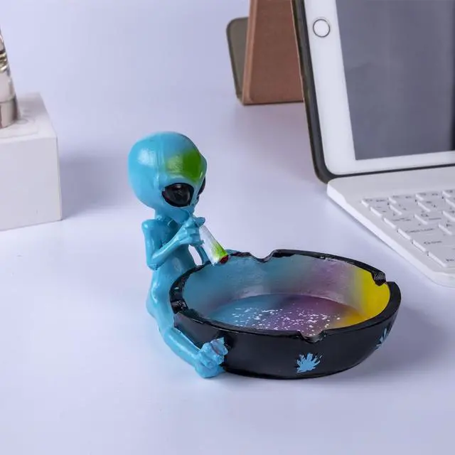 Alt view image 2 of 5 - Outdoor Ash Tray, Cool Ashtrays for Cigarettes, Alien Fantasy Ashtray Decor for Home Office, Ornament Gift