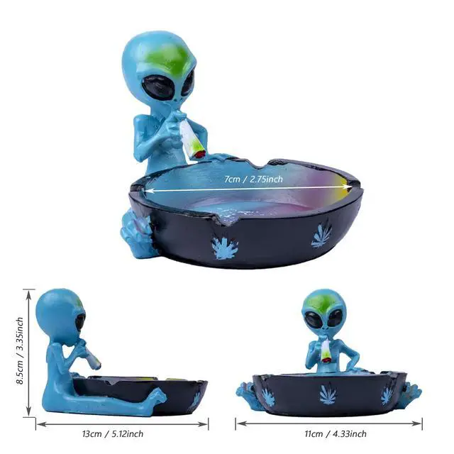 Alt view image 5 of 5 - Outdoor Ash Tray, Cool Ashtrays for Cigarettes, Alien Fantasy Ashtray Decor for Home Office, Ornament Gift