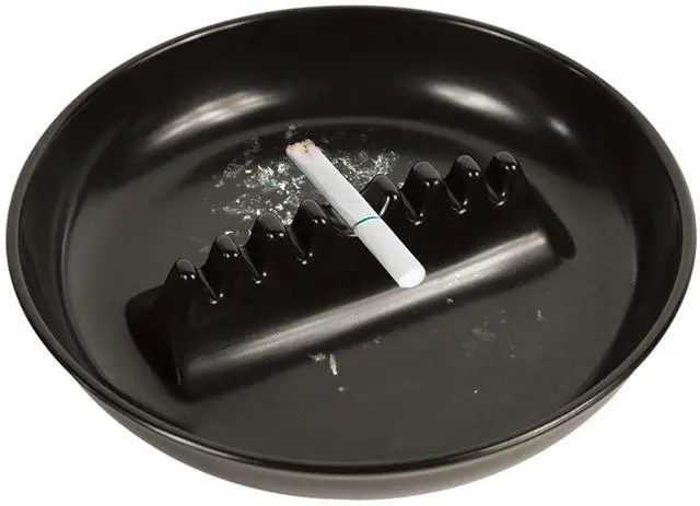 Main image of 6121 Melamine Ash Tray, 6.75 x 6.75 x 1.25 inches, Black