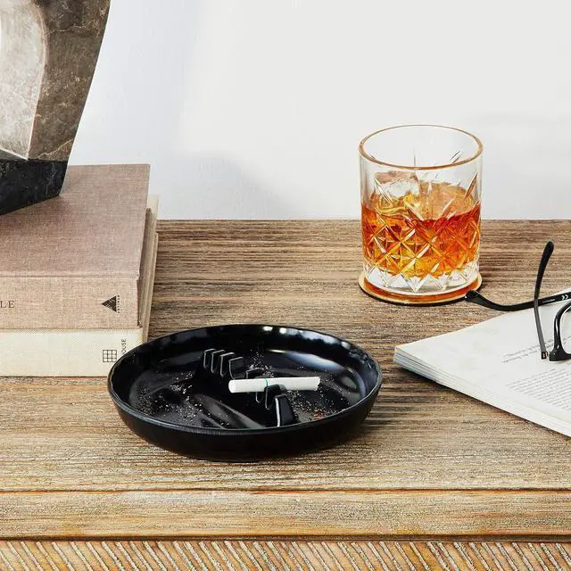 Alt view image 3 of 7 - 6121 Melamine Ash Tray, 6.75 x 6.75 x 1.25 inches, Black
