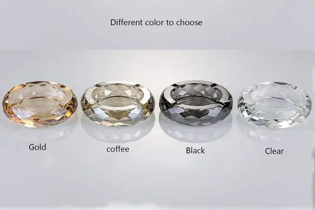 Alt view image 3 of 4 - Crystal Glass Ashtray, Cigar Cigarettes Ashtray Holder Home Office Desktop Tabletop Decoration,Crystal Gold