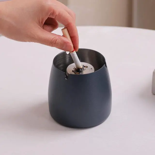 Alt view image 6 of 7 - Ashtray with Lid for Cigarette, Stainless Steel Smokeless Odorless Windproof Ashtrays for Home Office Tabletop Outside Patio Outdoor Balcony(3.54''x2.8''x3.38'')
