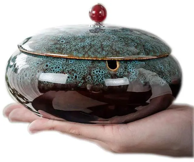Main image of 5.7" Ceramic Ashtray with Lids Windproof Cigarette Ashtray for Indoor or Outdoor Use Ash Holder for Smokers Desktop Smoking Ash Tray for Home Office Decoration