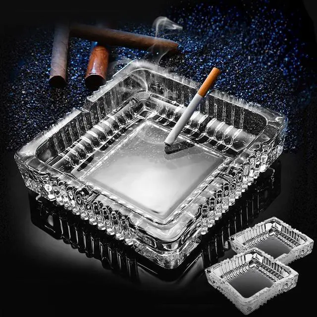 Main image of Ashtray 2 Pack, Large Glass Ashtray for cigarette cigar, Clear Crystal Ash trays Outdoor Glass Square Ashtrays 7x7 inch for Home Outdoor Patio Office Gifts for Men Father Dad