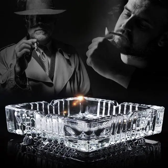 Alt view image 6 of 7 - Ashtray 2 Pack, Large Glass Ashtray for cigarette cigar, Clear Crystal Ash trays Outdoor Glass Square Ashtrays 7x7 inch for Home Outdoor Patio Office Gifts for Men Father Dad