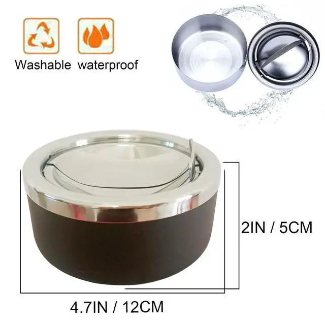 Alt view image 3 of 5 - Outdoor Ashtray with Lid, Flip Top Stainless Steel Ash Tray, Metal Windproof Cigarette Ashtrays for Indoor or Outdoor Use, Desktop Smoking Ashtray Office Patio Home Decor