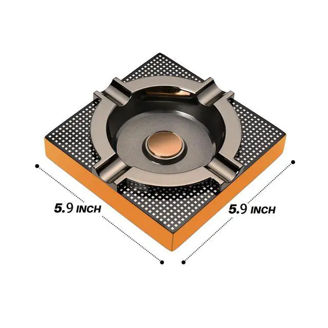 Alt view image 2 of 7 - Cigar Ashtray Metal Outdoor Cigar Cigarette Ashtray for Outside Patio/Home Decor Modern Table Cigar Ashtrays,Cigar Ash tray Accessories Gifts for Men-(Square,Alloy)
