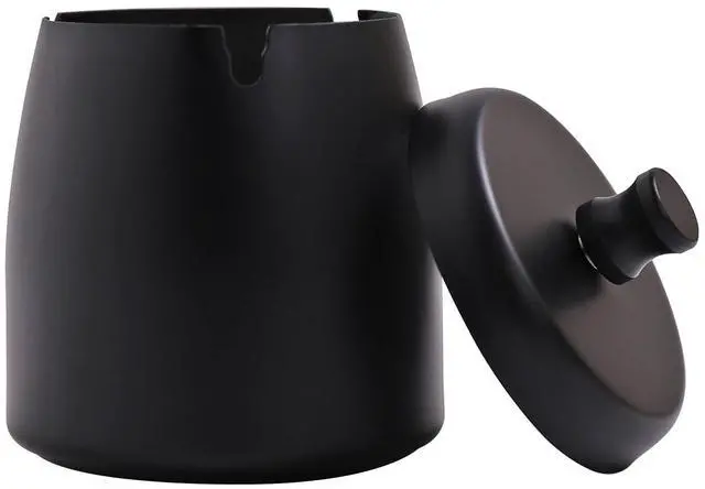 Main image of Small Outdoor Ashtray with Lid for Cigarette, Smokeless Stainless Steel Ash Tray, Smell Proof Windproof Ashtrays for Outside Patio Home Office Tabletop, Odorless Car Ashtrays(2.99"x2.68"x2.95")