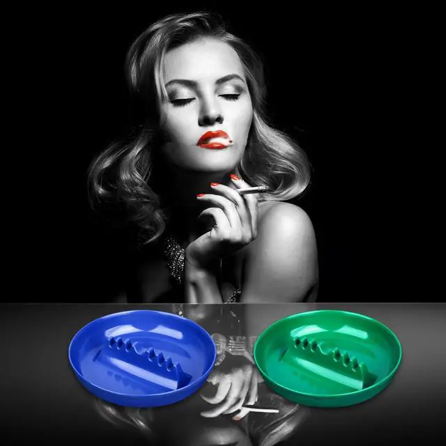 Alt view image 6 of 6 - 3Pcs Assorted Colors Ashtray Sets, Ash Tray for Cigarettes and Cigar, Round Large Size Plastic Ashtrays, for Indoor Outdoor Home Office Patio Restaurant Bar Hotel Use (1 Green 1 Red 1 Blue)