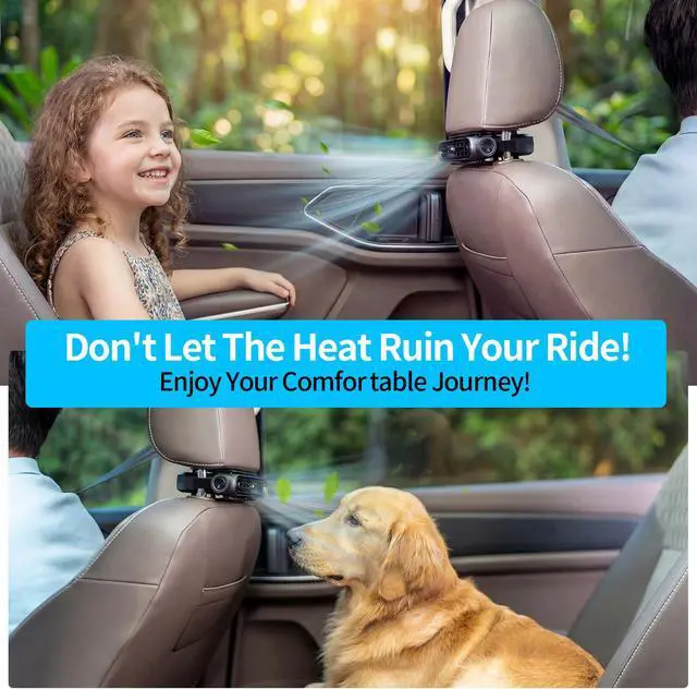 Alt view image 4 of 6 - Car Seat Fan for Driver & Backseat - 2026 Upgraded Mini Portable USB Back Cooling Fan Kids Baby Quiet headrest Neck Fan Accessories with 3 Adjustable Wind Speeds for Almost Vehicle Jeep Van RV Truck