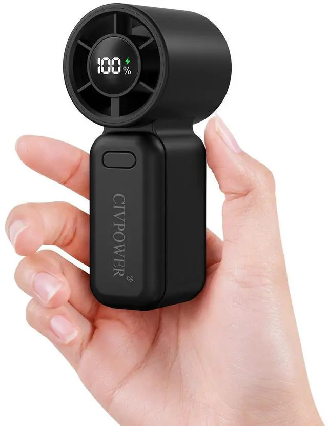 Main image of Portable Mini Fan Handheld: Personal Travel Fan USB Rechargeable - 100 Speed Turbo Cooling Fan - Pocket Size 12H Max Runtime Lanyard, Lash Makeup Drying Fan Gift for Women Men (Black)