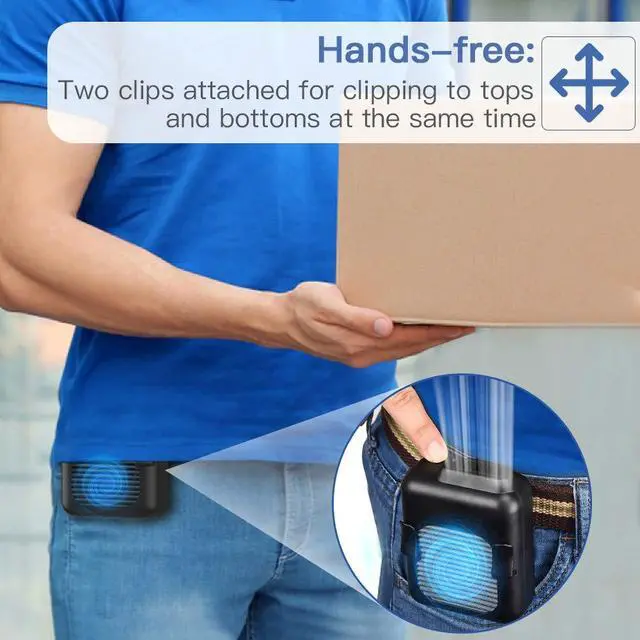 Alt view image 5 of 7 - Portable Waist Belt Cooling Fan Rechargeable, 23h Use Time, 5100RPM Strong Airflow with 3 Speed Levels, Personal Under Shirt Fan for Men,Hands-free Clip on Pants Fan for Outdoor Working,Jobsite