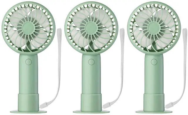 Main image of 3 Pcs Mini Powerful Handheld Fan 3 Speed Personal Small Portable Rechargeable Fan with Base USB for Women Eyelash Makeup Office Travel Beach Indoor Outdoor (Sage Green)