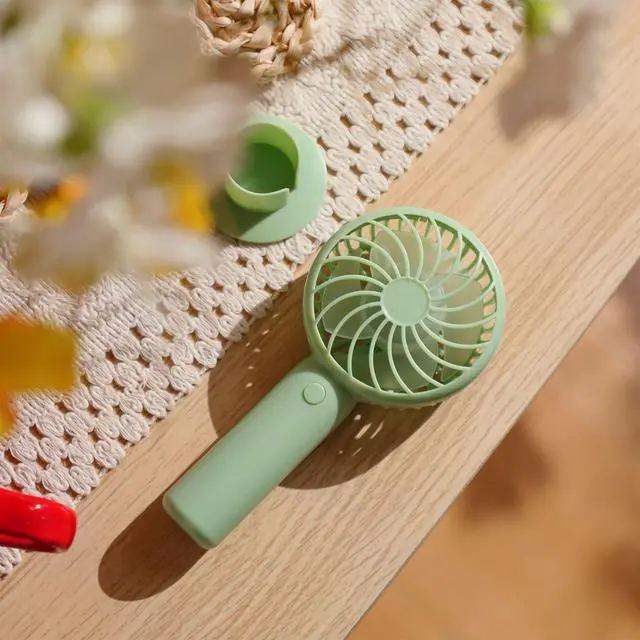 Alt view image 6 of 7 - 3 Pcs Mini Powerful Handheld Fan 3 Speed Personal Small Portable Rechargeable Fan with Base USB for Women Eyelash Makeup Office Travel Beach Indoor Outdoor (Sage Green)