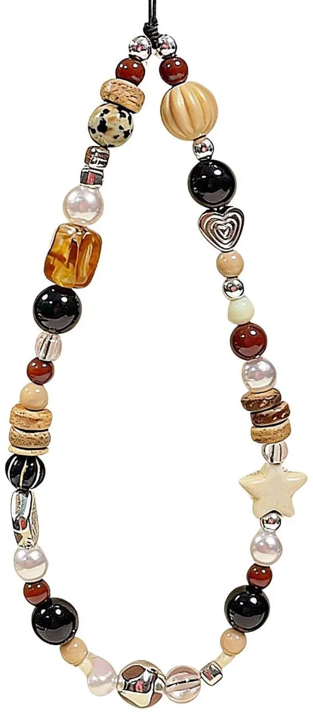 Main image of Beaded Camera Wrist Strap Cute Digital Camera Charm Lanyard Phone Charms Strap Beaded Camera Chain for Phone Bag Keychain (Brown Bead)