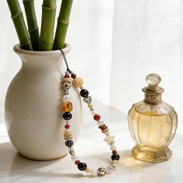 Alt view image 4 of 7 - Beaded Camera Wrist Strap Cute Digital Camera Charm Lanyard Phone Charms Strap Beaded Camera Chain for Phone Bag Keychain (Brown Bead)