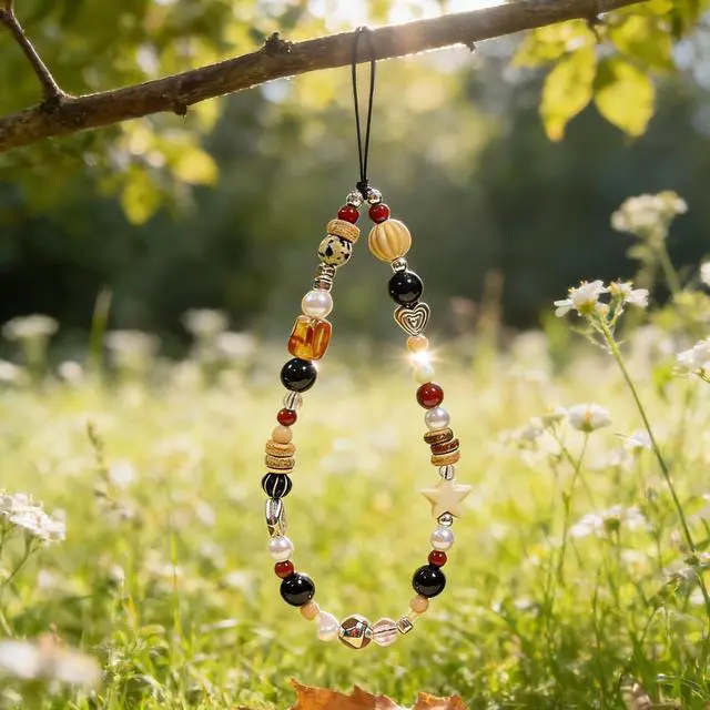 Alt view image 5 of 7 - Beaded Camera Wrist Strap Cute Digital Camera Charm Lanyard Phone Charms Strap Beaded Camera Chain for Phone Bag Keychain (Brown Bead)