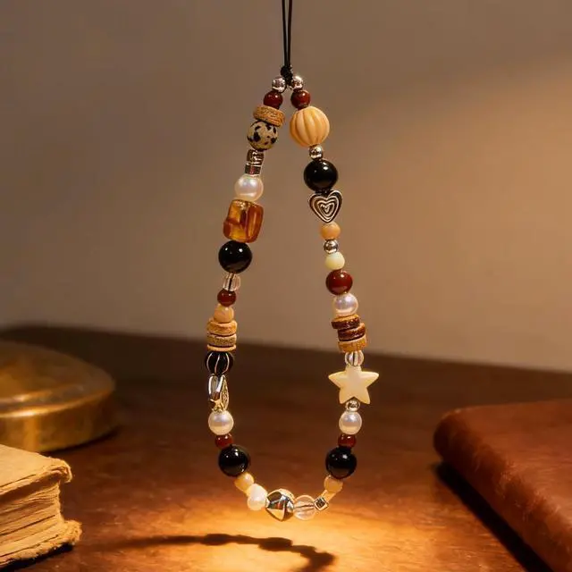 Alt view image 6 of 7 - Beaded Camera Wrist Strap Cute Digital Camera Charm Lanyard Phone Charms Strap Beaded Camera Chain for Phone Bag Keychain (Brown Bead)