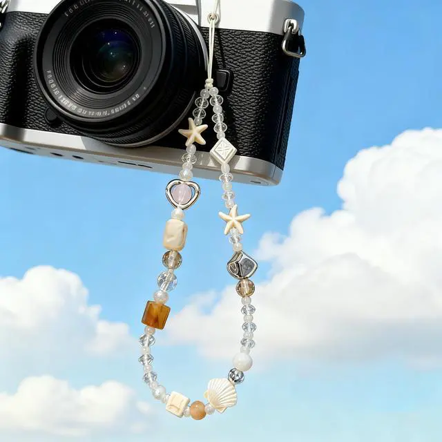 Alt view image 6 of 7 - 2 Pcs Phone Charm Strap Universal Hand Phone Wrist Strap Camera Lanyard Pearl Beaded Cute Chain String Accessories Universal for iPhone 16 Pro Max Samsung Women Girls Phones Bag Keychain Beach Style