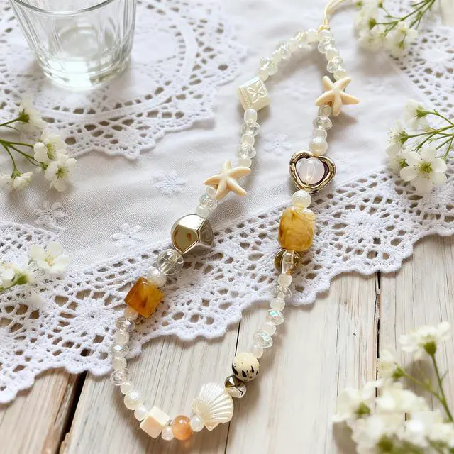 Alt view image 4 of 7 - 2 Pcs Phone Charm Strap Universal Hand Phone Wrist Strap Camera Lanyard Pearl Beaded Cute Chain String Accessories Universal for iPhone 16 Pro Max Samsung Women Girls Phones Bag Keychain Beach Style