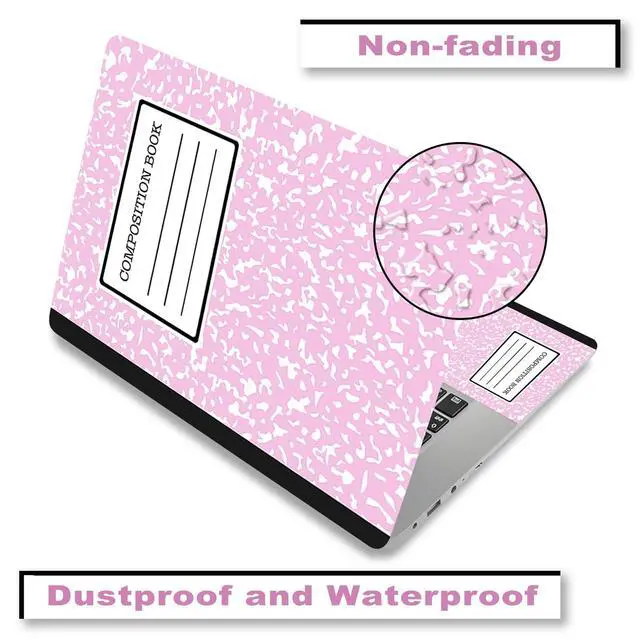 Alt view image 4 of 7 - Laptop Skin Sticker Decal,12" 13" 13.3" 14" 15" 15.4" 15.6 inch Laptop Vinyl Skin Sticker Cover Art Protector Notebook PC (2 Wrist Pad Skins Included), Decorative Waterproof, Pink Composition Book