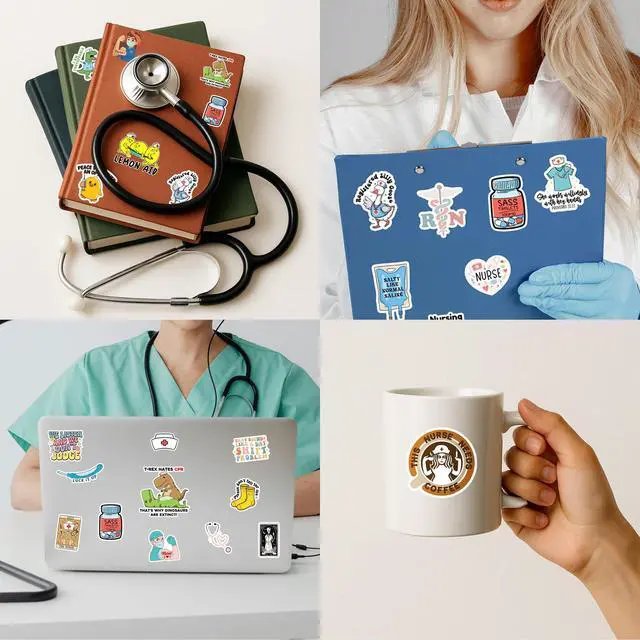 Alt view image 2 of 7 - 120Pcs Funny Nurse Stickers, Nursing Gift by Puraesla, Hilarious Sticker Pack, Medical Decals for Computer, Cups, Planner Laptop, Water Bottle Gifts for Health Care Workers