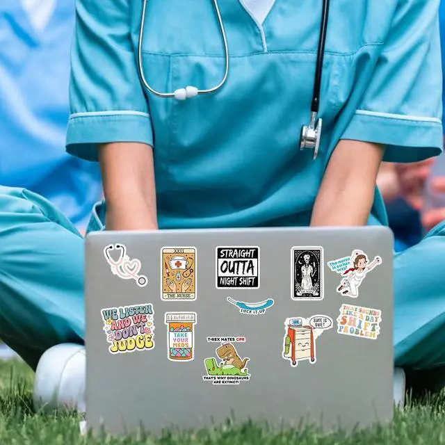 Alt view image 6 of 7 - 120Pcs Funny Nurse Stickers, Nursing Gift by Puraesla, Hilarious Sticker Pack, Medical Decals for Computer, Cups, Planner Laptop, Water Bottle Gifts for Health Care Workers