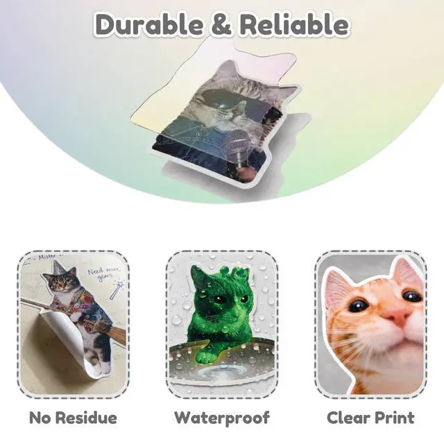 Alt view image 2 of 7 - 100 Pcs Cat Stickers, Funny Cat Meme Stickers, Cute Kitten Decals for Laptop Water Bottles Phone Guitar Luggage, Waterproof Vinyl Decals for Adults Kids Teens Boys Girls