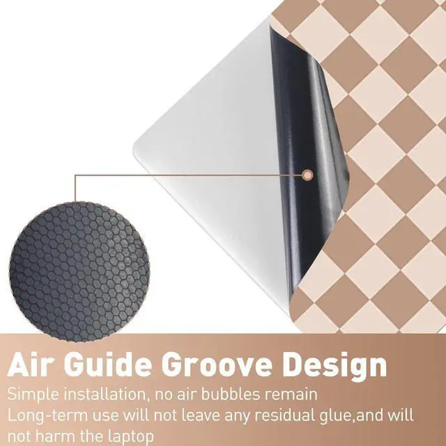 Alt view image 5 of 7 - 12.1 13 13.3 14 15 15.4 15.6 in Laptop Sticker Skin Decal, Cute Netbook Skins for Notebook PC, Universal Vinyl Laptop Decor Cover, Waterproof Art Protector I Milk Tea Brown Checkered