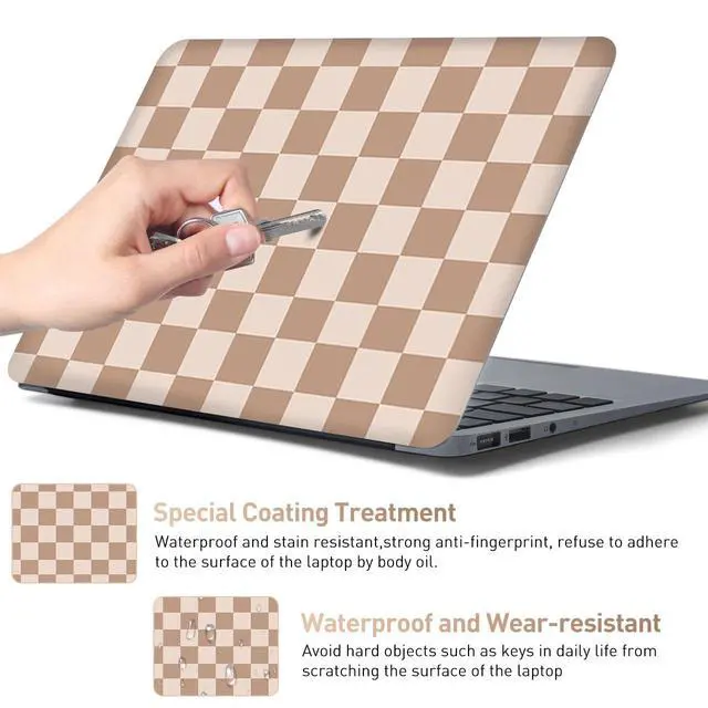 Alt view image 6 of 7 - 12.1 13 13.3 14 15 15.4 15.6 in Laptop Sticker Skin Decal, Cute Netbook Skins for Notebook PC, Universal Vinyl Laptop Decor Cover, Waterproof Art Protector I Milk Tea Brown Checkered