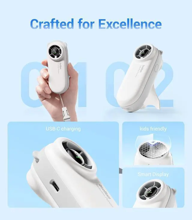 Alt view image 5 of 7 - Handheld Portable Turbo Fan, 4000mAh USB Rechargeable Pocket Fan, Up to 16 Hours, Hand Fan with 5 Speeds Powerful Cooling for Travel/Summer/Outdoor/Lash/Purse