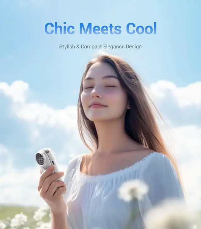 Alt view image 7 of 7 - Handheld Portable Turbo Fan, 4000mAh USB Rechargeable Pocket Fan, Up to 16 Hours, Hand Fan with 5 Speeds Powerful Cooling for Travel/Summer/Outdoor/Lash/Purse