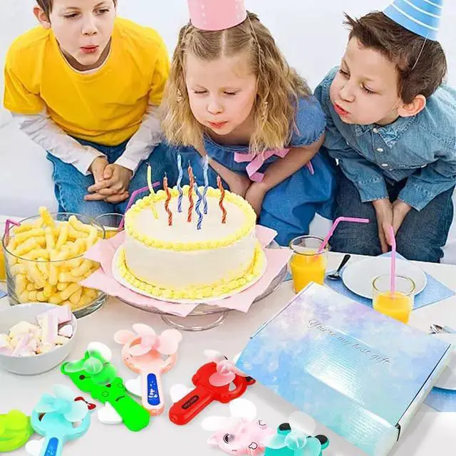 Alt view image 6 of 7 - 12 Cool Party Favors for Kids 8-12 Years Old -Cute Handheld Toy Fans, Novelty Toys Manual Press Cooling Fans for Boys and Girls Outdoor -Goody Bag Stuffers, and Classmate Exchange Toys