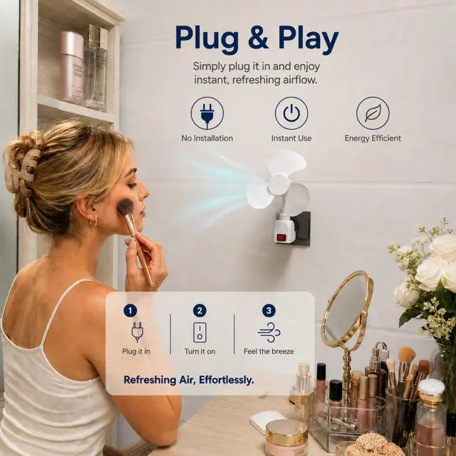 Alt view image 2 of 7 - E27 Socket Fan Kit with Plug Adapter Mini Quiet Electric Fan with Flexible Gooseneck Plug and Light Bulb Base, Energy-Saving Desk Fan for Kitchen, Bathroom, Dormitory, Office