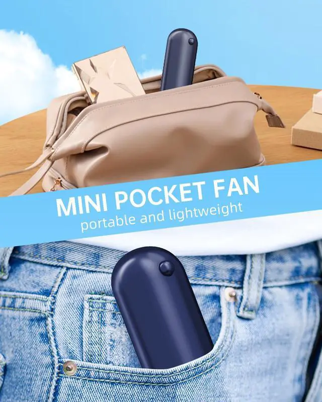 Alt view image 5 of 7 - Mini Handheld Fan, Portable Hand Fan with USB Rechargeable, 2000 mAh Battery Operated, 3 Speeds Adjustable, 2 IN 1 Small Personal Pocket Fan for Women Girls Travel Outdoor