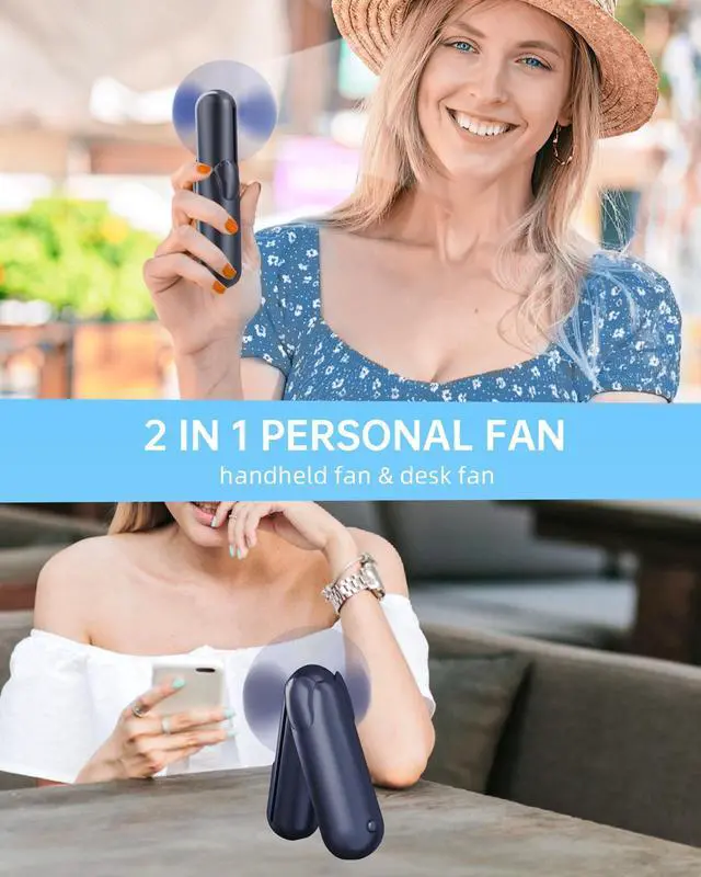 Alt view image 6 of 7 - Mini Handheld Fan, Portable Hand Fan with USB Rechargeable, 2000 mAh Battery Operated, 3 Speeds Adjustable, 2 IN 1 Small Personal Pocket Fan for Women Girls Travel Outdoor