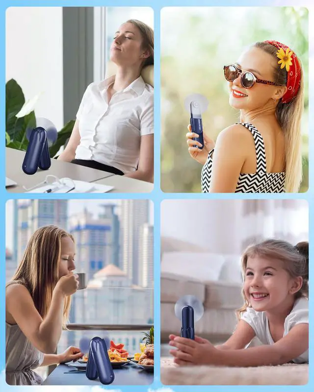 Alt view image 7 of 7 - Mini Handheld Fan, Portable Hand Fan with USB Rechargeable, 2000 mAh Battery Operated, 3 Speeds Adjustable, 2 IN 1 Small Personal Pocket Fan for Women Girls Travel Outdoor