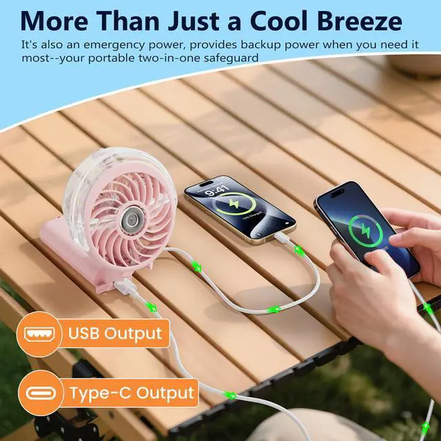 Alt view image 3 of 7 - 5200mAh Upgraded Handheld Misting Fan, Personal Mister Fan, Spray Water Mist Fans USB Rechargeable, Electric Mini Cooling Ice AC Fans for Summer Beach Travel Gifts for Women(Pink)