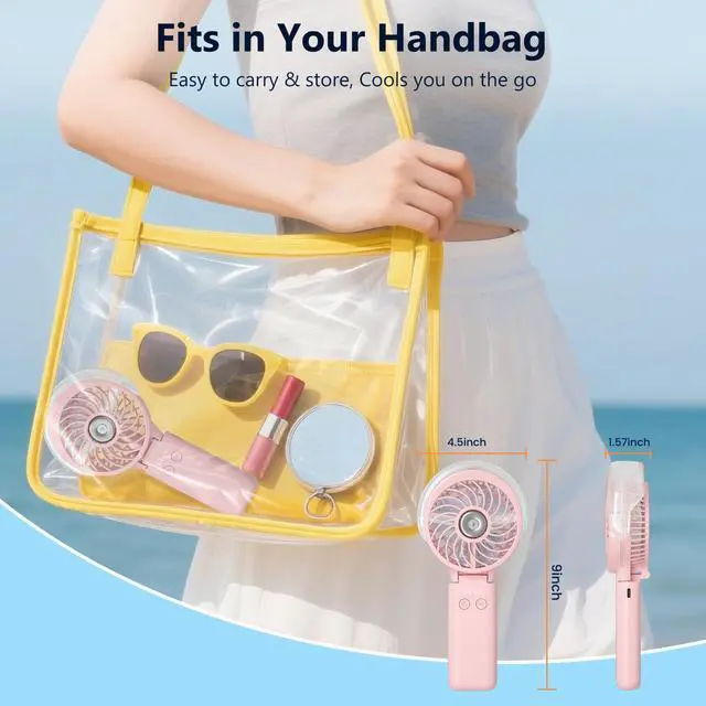 Alt view image 7 of 7 - 5200mAh Upgraded Handheld Misting Fan, Personal Mister Fan, Spray Water Mist Fans USB Rechargeable, Electric Mini Cooling Ice AC Fans for Summer Beach Travel Gifts for Women(Pink)