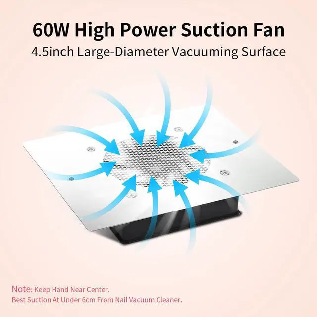 Alt view image 2 of 7 - Nail Dust Collector Nail Vacuum Cleaner Table Embedded Dust Extractor Vacuum Professional Built in Desktop Nail Dust Collector Quiet Nail Fan Low Noise for Nail Salon Home