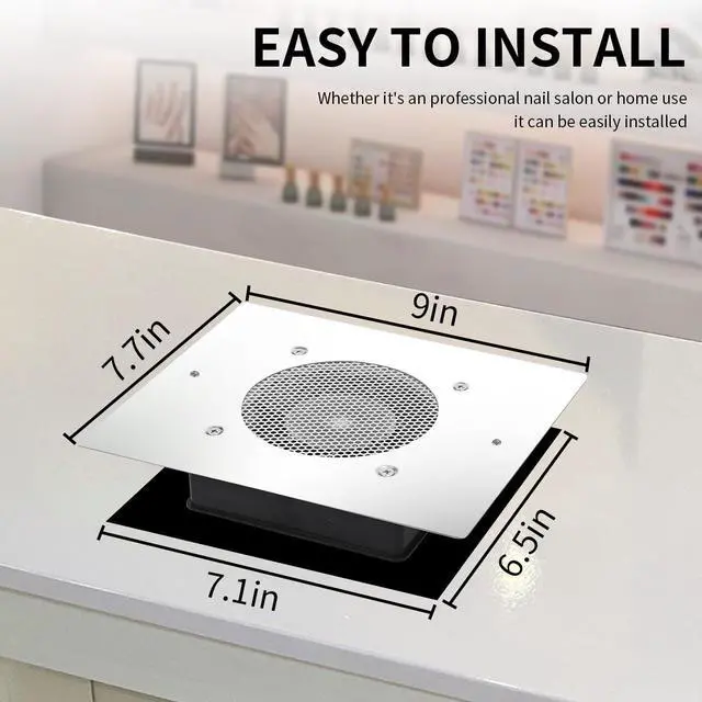 Alt view image 3 of 7 - Nail Dust Collector Nail Vacuum Cleaner Table Embedded Dust Extractor Vacuum Professional Built in Desktop Nail Dust Collector Quiet Nail Fan Low Noise for Nail Salon Home