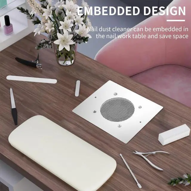 Alt view image 4 of 7 - Nail Dust Collector Nail Vacuum Cleaner Table Embedded Dust Extractor Vacuum Professional Built in Desktop Nail Dust Collector Quiet Nail Fan Low Noise for Nail Salon Home