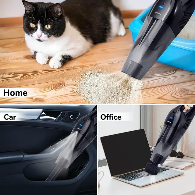 Alt view image 7 of 7 - Portable Handheld Vacuum Cordless 10,000Pa Suction Power, Lightweight 1.8 lbs, Washable HEPA Filter, LED Light, Quiet, 800ml Dustbin, Perfect for Home